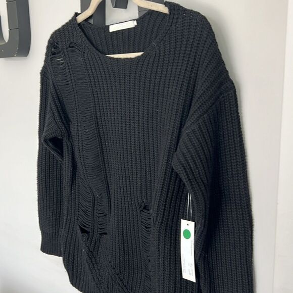 NWT One Grey Day Los Angeles Distressed Cyrus Pullover in Black Size Small - Picture 8 of 8